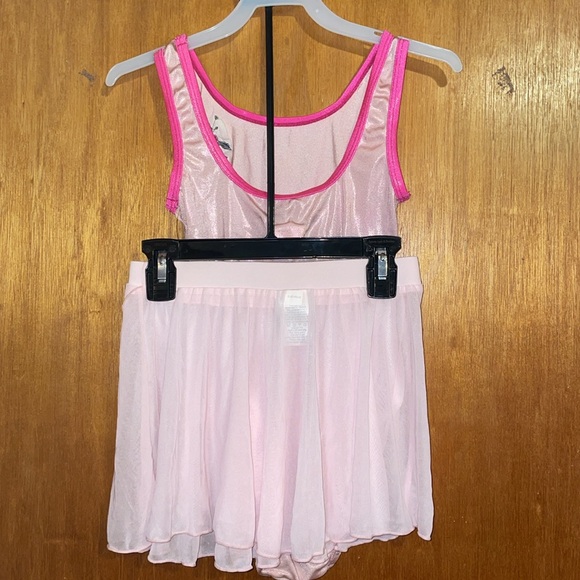 •DANSKIN NOW•GIRLS' PINK FLORAL SPARKLY LEOTARD & BALLERINA SKIRT SET SIZE 10/12 - Picture 4 of 12